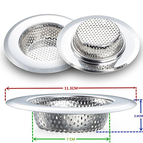 Fengbao 2-Pack Stainless Steel Kitchen Sink Strainer 4.5" Large Wide Rim