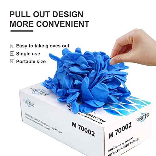 FINITEX Nitrile Disposable Medical Exam Gloves 4 mil Powder-free Latex-Free 100 PCS Examination Home Cleaning Food Gloves