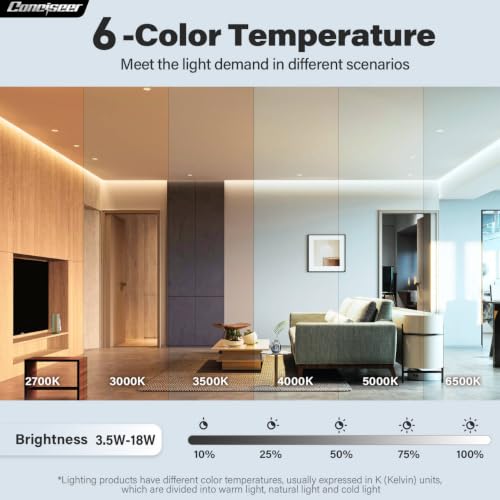 Conciseer 42 Inch Black Ceiling Fan with Lights and Remote, Flush Mount