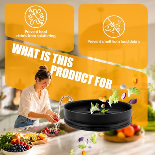 Funmit Deep Black 3 3/8" Garbage Disposal Splash Guard Replacement for InSinkErator Evolution