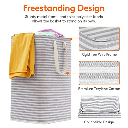 Lifewit 80L Laundry Hamper Grey - Large Foldable Laundry Basket with Handles