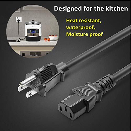 ZoneFly Replacement Power Cord for Instant Pot & Rice Cookers — 8-Core UL-Certified Cable