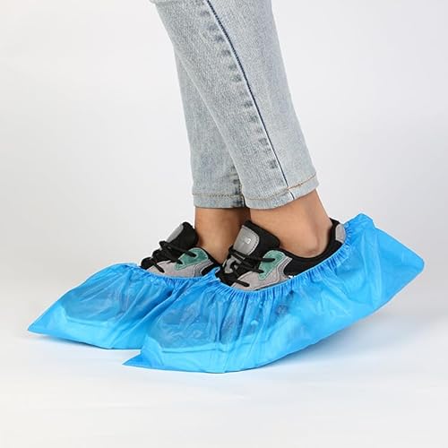 100Pcs50Pairs Disposable Shoe Covers,Boot Cover Waterproof,Dust proof,Non-slip,CPE Booties Shoes Protectors Coverings,White color,The Size Fit Most