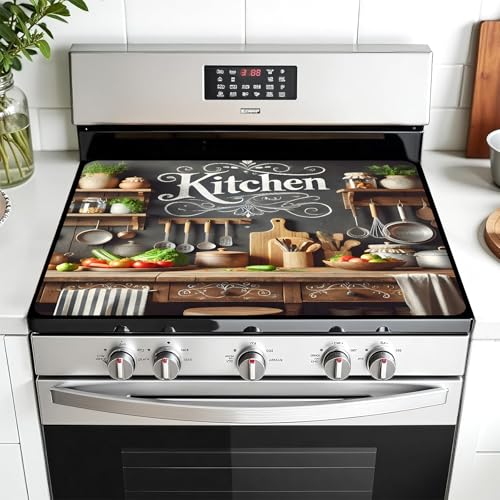 AOHMPT 30"×21" Stove Top Cover 3-in-1 Heat-Resistant Protector Mat (Cookware) – Includes 28"×20" XL Fit, Geometric/Floral/Abstract Patterns