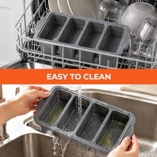 FINENUT 2-Pack Collapsible 1-Cup Silicone Freezer Tray Molds with Lids