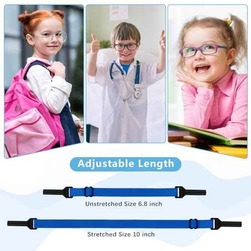 Kid Glasses Straps - 10 Psc Adjustable Eyewear Retainer with 10 pair Ear Hooks, No Tail Eyeglasses Holders Around Neck, Sunglasses Eyewear Retainer for Child&Big Kids (6.8-10in)