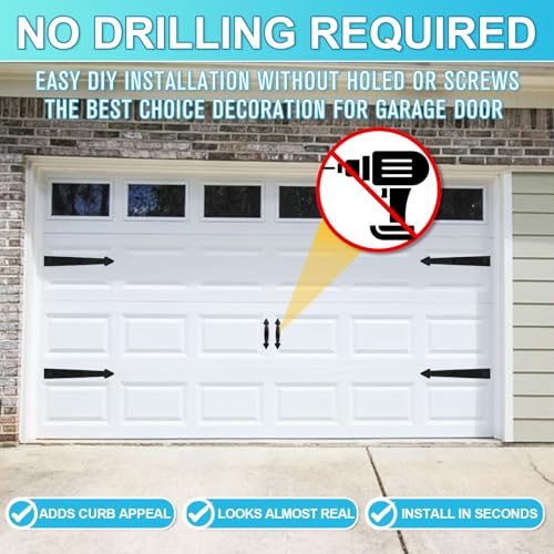 RHULKRUI Classic Magnetic Garage Door Hardware Set - 4 Hinges + 2 Handles