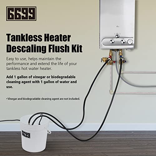 Tankless Water Heater Descaling Flush Kit with Submersible Pump & Hoses