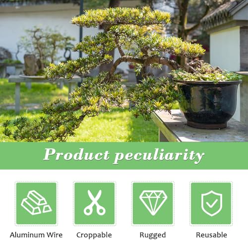 LOQJSS 4 Roll Bonsai Wire,Bonsai Training Wire with Wire Cutter,Anodized Aluminum Bonsai Training Wire,Bonsai Tree Wire Bonsai Wire Craft for Bonsai Trees Indoor Garden DIY Tools