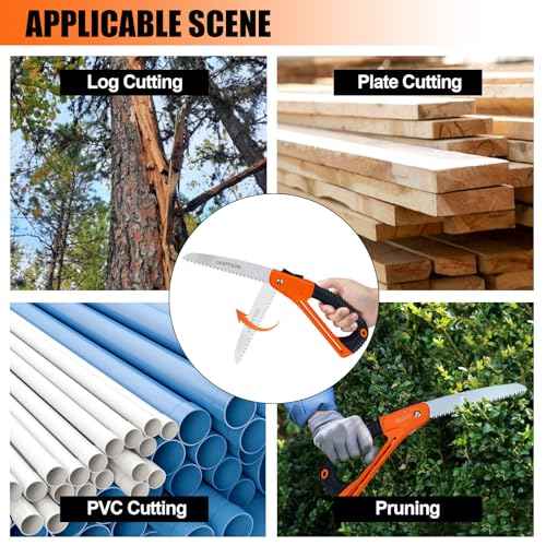 Folding Hand Saw, 8 Inch Heavy Duty High Carbon Steel Blade for Smooth Cutting, Camping, Gardening, Tree Pruning, Wood Cutting, Compact Design with Non-Slip Ergonomic Handle for Outdoor Use