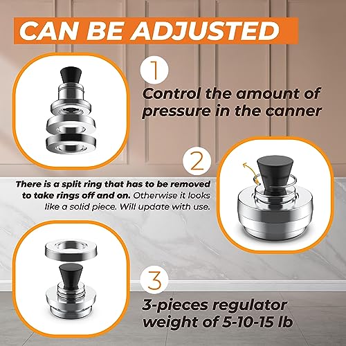 Pokin 3-Piece Pressure Regulator for Presto Canners 5-10-15 lb Weight Set