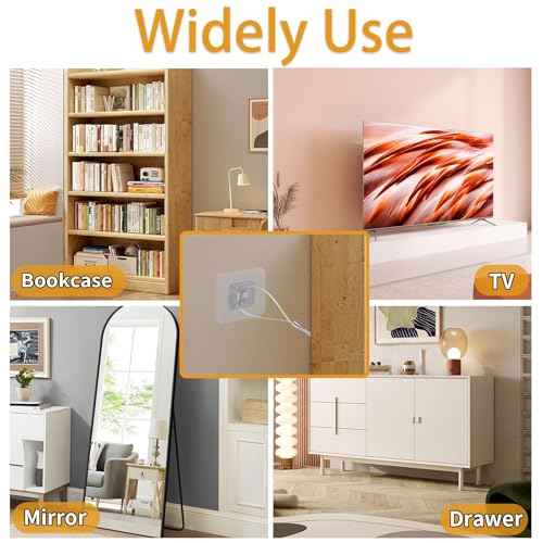 10 Packs Adjustable TV Safety Stainless Straps, No-Drill Adhesive Anti-Tip Furniture Anchors for Baby Proofing, for Fixing Flat-Screen TV, Dressers, Bookcases, Cabinets