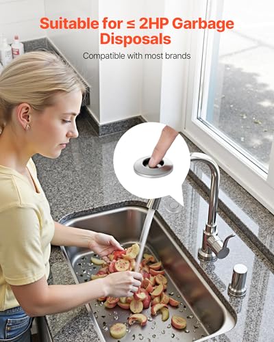 VEVOR 3.5-Inch Dual-Outlet Air Switch Kit for Garbage Disposal (Brushed Silver) – Fits 1.25–1.38" Sink Holes, Granite/Marble/Quartz Countertops