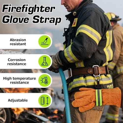 Firefighter Glove Strap, 2 Pcs Heavy Duty Adjustable Safety Strap with Reflective Trim for Turnout Gear Glove, Durable Firefighting Gear Accessories for Firefighter with High Visibility Design