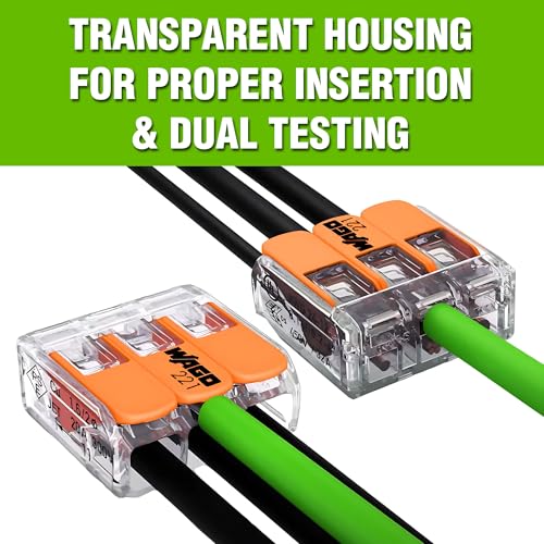 WAGO 221 Series 35-Piece Electrical Wire Connectors Kit - Splicing Nuts for Fast, Secure Connections