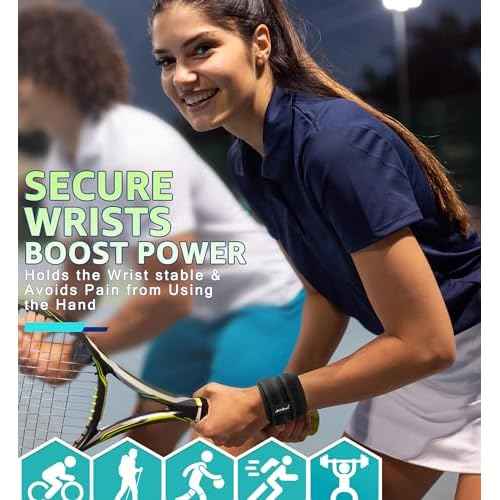 HiRui Wrist Brace for TFCC Tears, Adjustable Wristband Wrist Wraps Support for Fitness Weightlifting Tennis Tendonitis Carpal Tunnel Arthritis Pain Relief, One Size Adjustable (Black, 2 Pack)