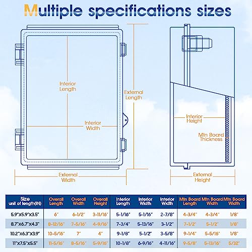 XINYIELE Waterproof Outdoor ABS Plastic Junction Box IP67 Grey 8.7x6.7x4.5 Inches