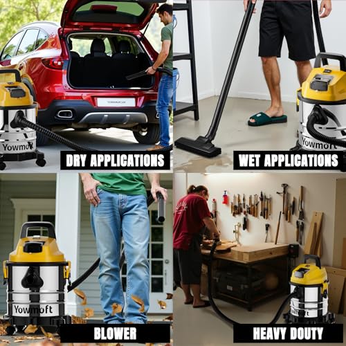 YOWMOFT 4 Gallon Cordless Wet Dry Shop Vacuum Compatible with DeWalt 20V Batteries