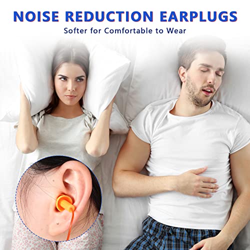 Xuhal 200 Pairs Corded Ear Plugs Bulk Silicone Earplugs Noise Reduction Ear Plugs with String Hearing Protection Reusable Earbuds for Adults Sleeping Swimming Noise Canceling