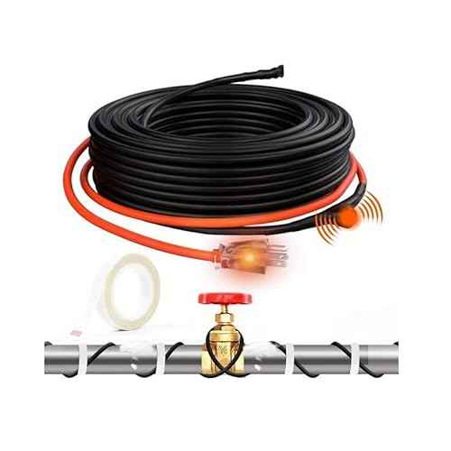 HEATIT 30ft Self-Regulating Pipe Heating Cable for Pipe Freeze Protection, Heat Cable for Water Pipes, Pipe Heat Tape with Thermostat, ETL Listed, Keeps Water Flowing at -40¡ÆF, 120V 3W/FT