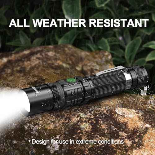 RECHOO Rechargeable Flashlights High Lumens, Double Switch S3000L LED Flashlight, Super Bright 5 Modes Zoomable Waterproof EDC Flashlights for Home, Emergncies, Camping(Battery Included)