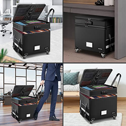 DocSafe Black Fireproof Document Box with Lock & Wheels, 16x13.8x12.2 Inches
