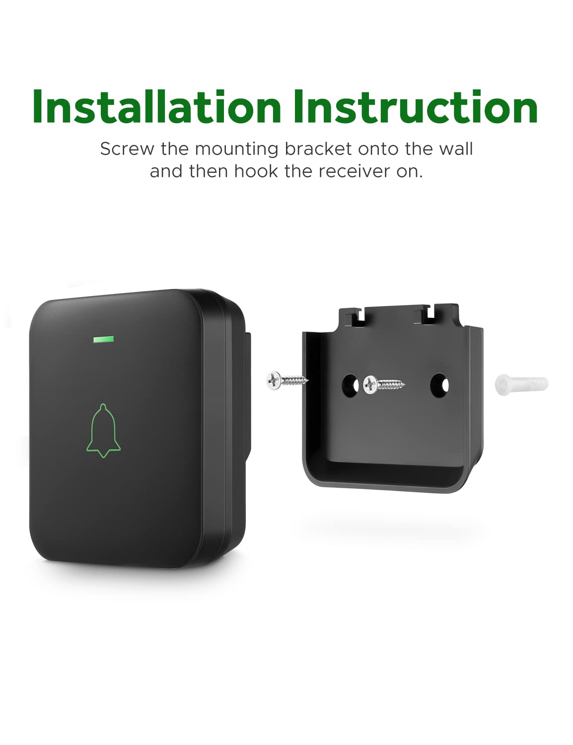 AVANTEK Wireless Door Bell, BA-11 Waterproof Battery Operated Doorbell Chime Operating at 1000 Feet, Portable Door Chime kit with 52 Melodies, 5 Volume Levels, and CD Quality Sound