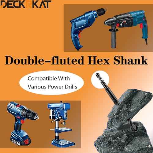 DECKRKAT 6-Piece Black Masonry Drill Bit Set for Concrete, Brick, Tile - Carbide Tipped, Quick Change 1/4" Hex Shank (5/32",3/16",1/4",5/16",3/8",1/2") w/Storage Case