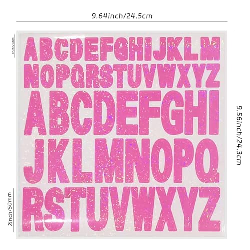 Starboling Pink Alphabet & Number Stickers 1+2 Inch Self-Adhesive Vinyl for Crafts & Outdoor Decor (8 Sheets)