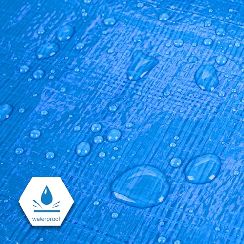 CARTMAN 10x12 Ft Blue Waterproof Poly Tarp Cover - Multipurpose Weatherproof Shelter