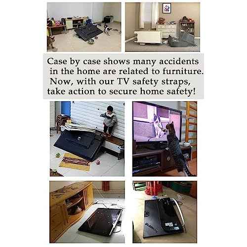 2 Pack Adjustable TV Safety Straps, No-Drill Adhesive Anti-Tip Furniture Anchors for Baby Proofing, Flat Screens Fix to Wall,Cabinet,Stand Or Desk, Earthquake Straps