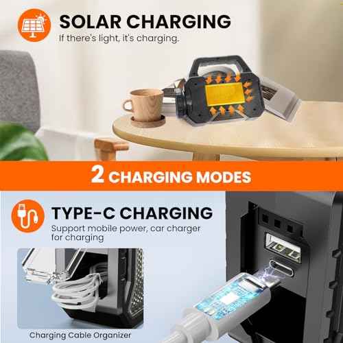 Solar Flashlight,Multifunctional Flashlight Solar Flashlight,led Flashlight Cell Phone Charger,USB Charging,Suitable for Home,Fishing,Outdoor Camping