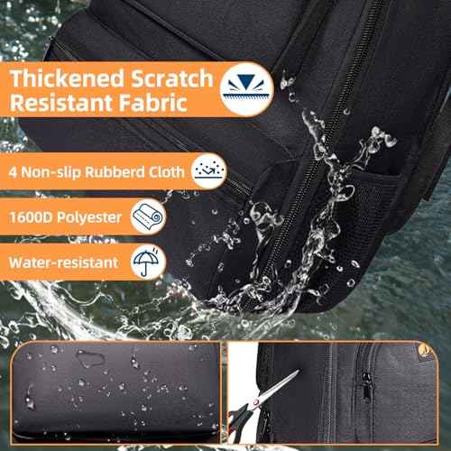 Heavy Duty Tool Bag Backpack 1680D Waterproof Oxford Fabric with Non-Slip Silicone Base, Multi-Pocket Tool Storage Organizer for Comfortable All-Day Use in Various Worksite Environments