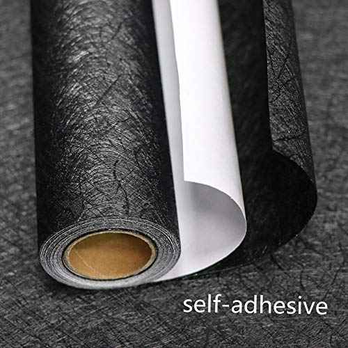 15.7" X 118" Black Silk Wallpaper Embossed Self Adhesive Peel and Stick Wallpaper Contact Paper Removable Waterproof Kitchen Vinyl Wrap Cabinet Furniture Textured Renter Friendly Wall Gift Paper