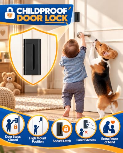 EverPlus Black Front Door Lock Reinforcement Security Latch Childproof