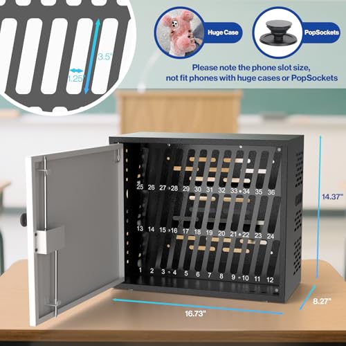 POCHAR 36-Slot Steel Cell Phone Locker for Classroom & Office, Wall-Mountable