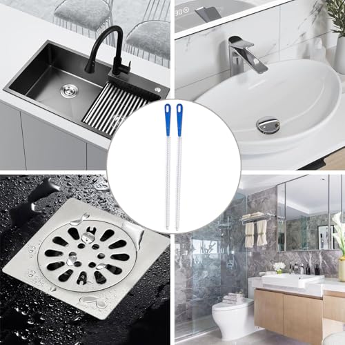 Drain Cleaning Brush 2 Pack, 23.6-Inch Clog Remover for Sinks & Pipes