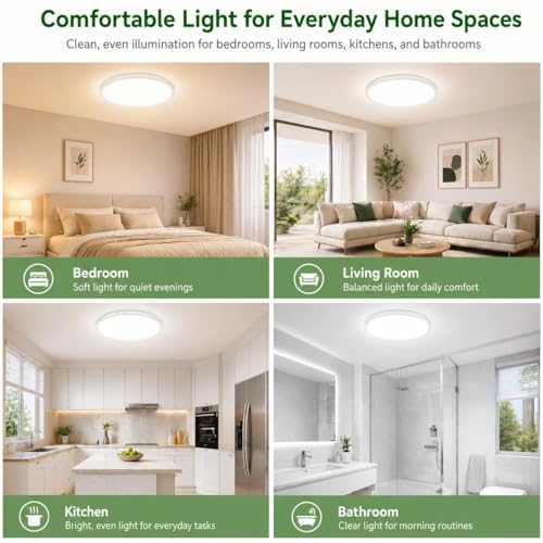 zemty 4-Pack Black 12-Inch Dimmable LED Flush Mount Ceiling Lights - Ultra-Slim, Energy-Efficient, Easy Install
