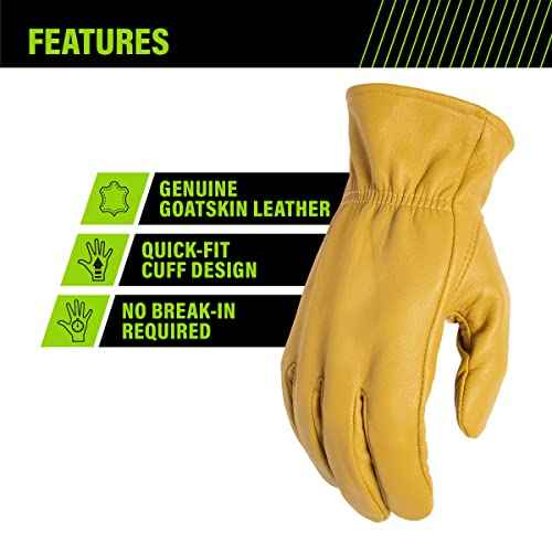 AWP Grain Leather Goatskin Work Gloves for Men and Women, Made with Genuine Top-Grain Goatskin Leather, X-Large