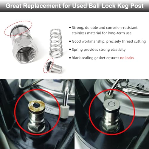Ball Lock Keg Post Quick Disconnect Set for Corny Keg - Stainless