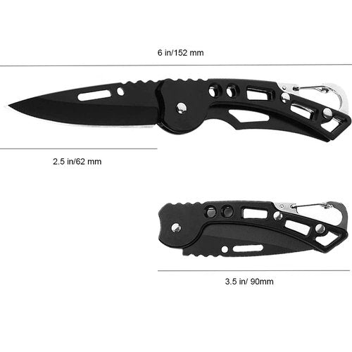 WWZJ 4 Pack Pocket Knife, Stainless Steel Folding Knife with Keychain, Self-Defense Knife for Outdoor Survival, Everyday Carry and Gift