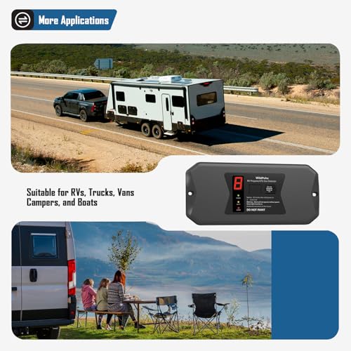 RV Propane Gas Detector, WildPulse RV LP Gas Detector, Hardwired - VDC 12V, Flush & Surface Mount, with 3 Brackets