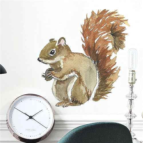 Cute Squirrel Wall Stickers, sacinora Nature Animal Wall Decals Removable Vinyl Peel and Stick for Living Room Bedroom Nursery Children's Room Playroom Art Decorations