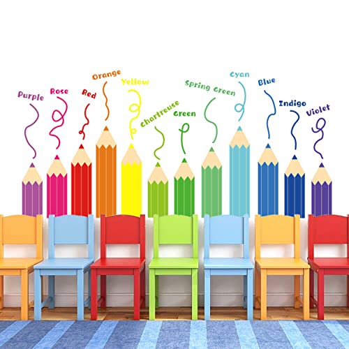 Multicolor Crayons Wall Decal Colorful Inspirational Wall Stickers DIY PeeI and Stick Pens Wall Decals Nursery Wall Sticker for Babys Kids Bedroom Living Room Classroom Office Kitchen Playroom Home Wall Decoration
