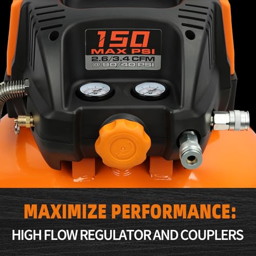Fornax Pancake Air Compressor 6 Gallon Portable Electric 150 PSI Oil-Free