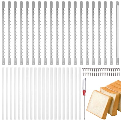 10.8 inch Bow Bread Knife Replacement Blades – Stainless Steel, Includes 20 Covers & 40 Screws
