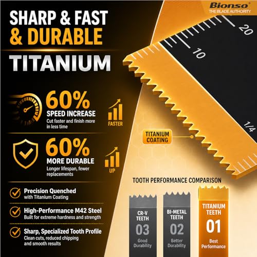 Bionso 55PCS Oscillating Saw Blades Kit - Universal Titanium Multi-Tool Blades for Wood, Metal, Plastic, 55 Pieces