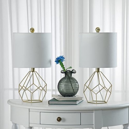 19" Bedside Table Lamp Set (Set of 2) Gold