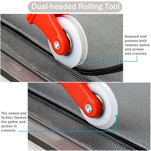 SAKURRY 48'' x 99'' Fiberglass Window Screen Replacement Kit with Roll Tool & Spline - Black