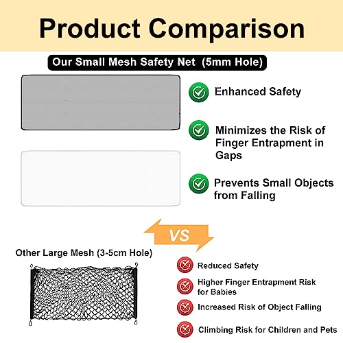 Banister Guard-18ft X 2.66ft Thick Balcony Safety Net for Kid Pet Balcony Guard Balcony Netting for Pet Rail Net for Balcony Apartment Cat Netting Safety Netting for Railings Stair Guards (White)